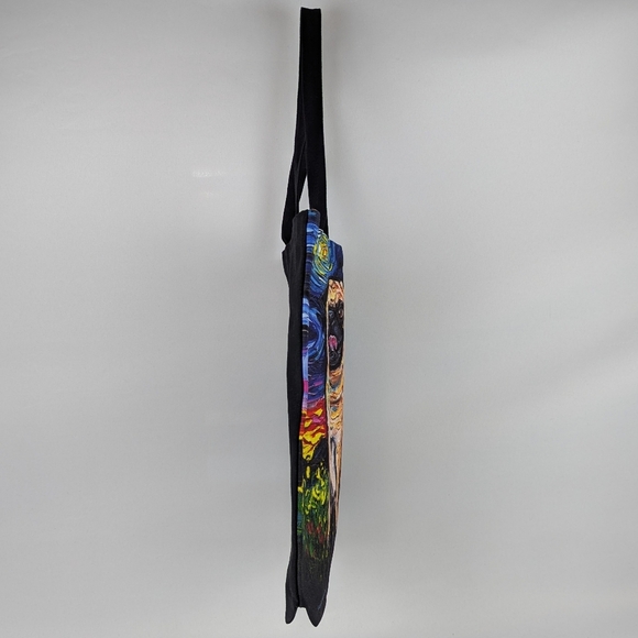 Tote Bag Fawn Pug Night By Aja Trier Poly Poplin Multicolor NWT - Picture 4 of 9